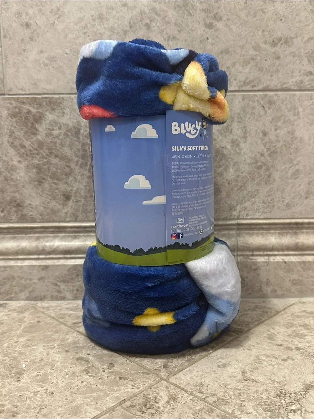 Bluey Birthday Balloon Throw Blanket NEW Silk Soft Touch 46” X 60” Bluey Bingo